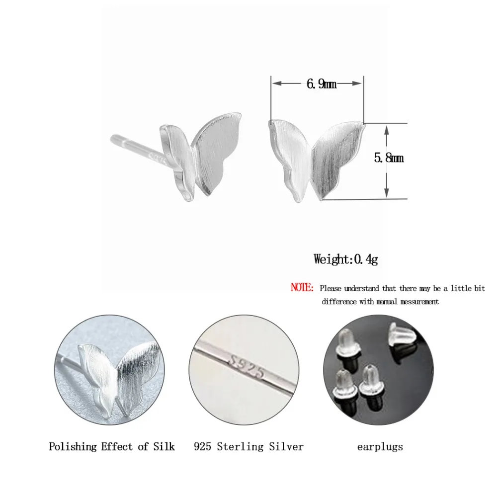 Чандлер Сережка гвоздик в форме бабочки для женщин матовый маленькие крошечные