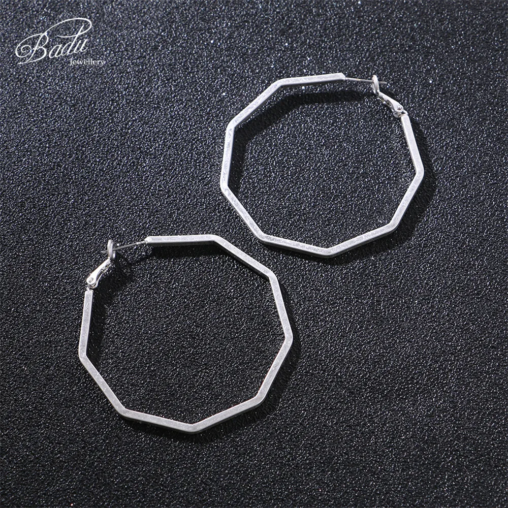 

Badu Octagon Hoop Earring Gold Big Geometric Punk Earrings for Women Vintage Jewelry Statement Wild Wholesale