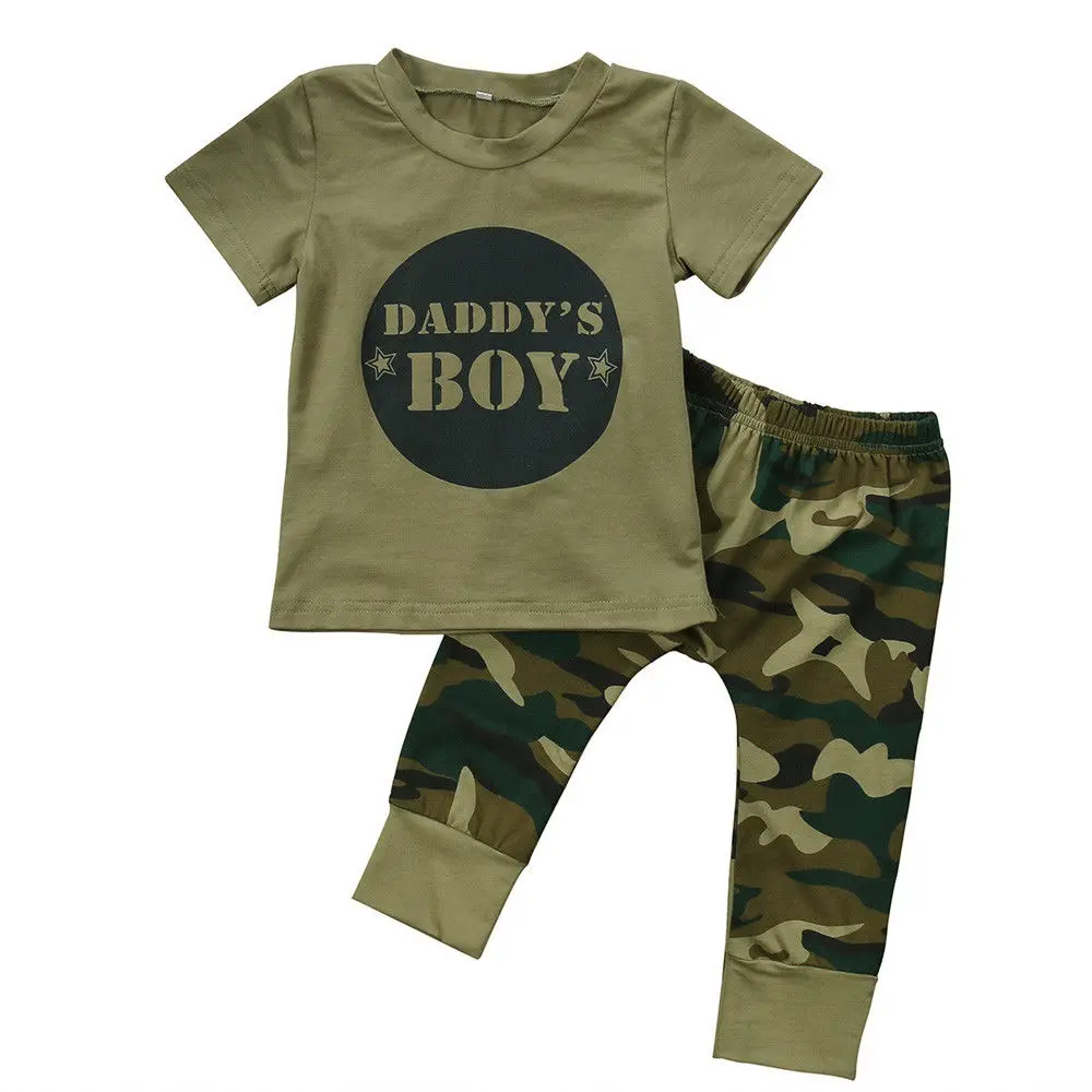 Baby Boy Pudcoco/детская одежда; США; камуфляжная футболка для новорожденных мальчиков и девочек; топы; длинные штаны; комплект одежды из 2 предметов - Цвет: Baby Boy