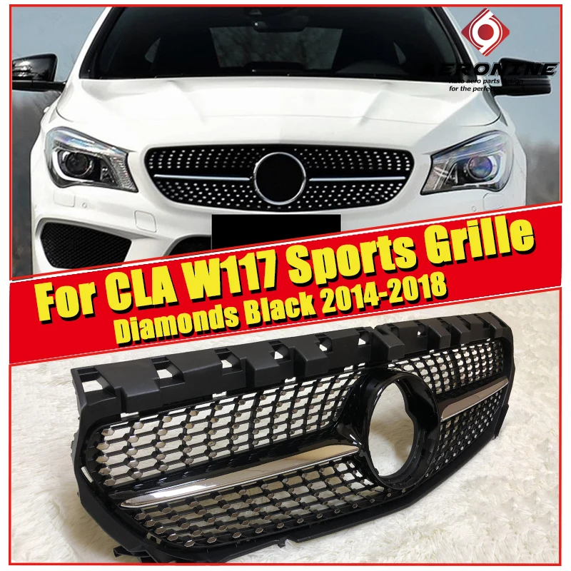 Для спортивных грилей Mercedes CLA W117 АБС пластик глянцевый черный без знака класс CLA180