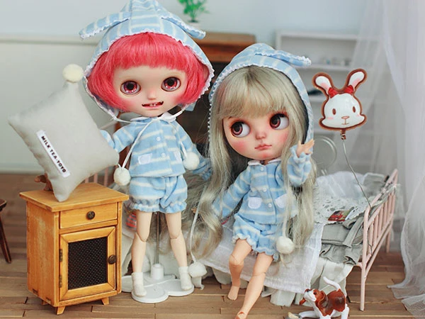 BJD Кукла одежда синий белый колпачок топ брюки пижамы костюм для BJD Blyth Azone кукла licca одежда аксессуары