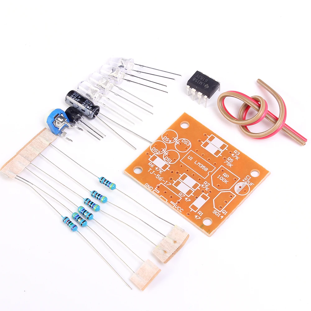 Электронные наборы DIY LM358 дыхательный светильник люкс Синий мигающий светодиодный светильник интересные компоненты продукта DC 9V