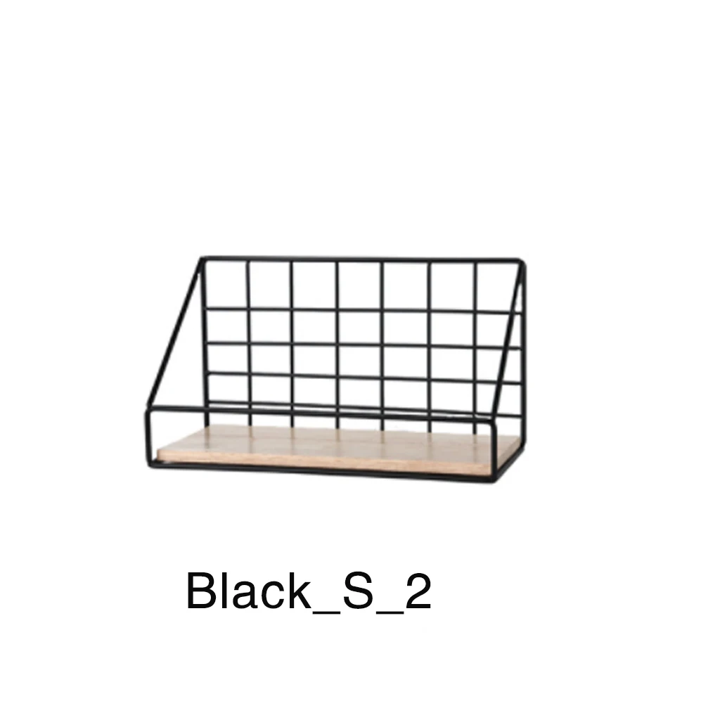 Black S 2 Полка для хранения, деревянная железная настенная полка, органайзер для гостиной, спальни, домашний декор, детская комната, ванная комната, стеллажи для хранения - Color: Black S 2