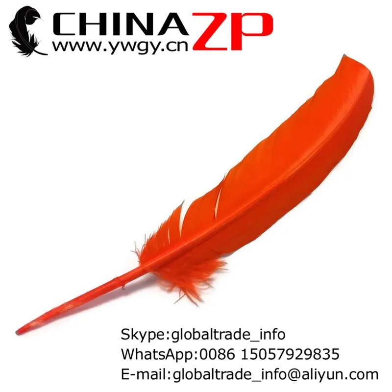 

CHINAZP Factory www.ywgy.cn 500pcs/lot 30~30cm(12~14inch) Length Cheap Top Quality Dyed Orange Turkey Rounds Quill Feathers