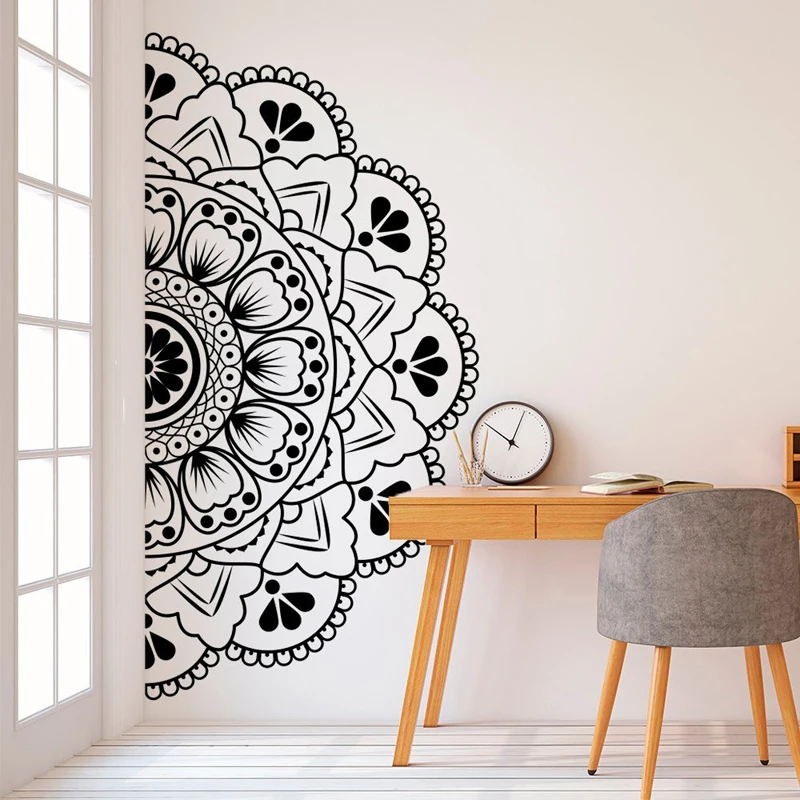 

Half Mandala Headboard Wall Decal Zen Decor Lotus Flower Mandala Decal Vinyl Indian Yoga Sticker Vinyl Boho Bohemian Decor MT38