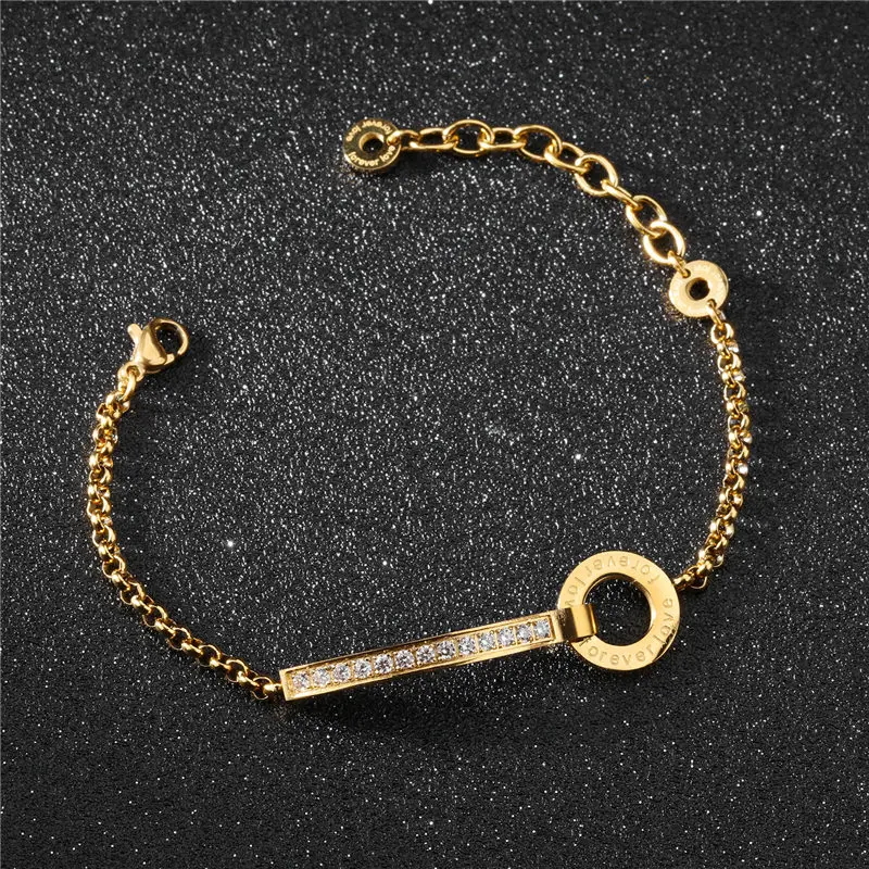 V.YA Luxury Gold Color Chain Link Bracelet for Women Ladies Crystal Birthday Jewelry Charms Female Gift Drop Ship | Украшения и