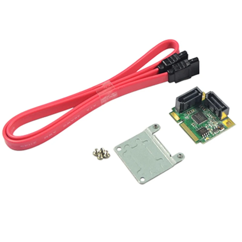 

mini PCI-e to 2 port SATA III 6Gbps card Dual SATA 3.0 mini PCIe adapter + Half-size to Full-size bracket