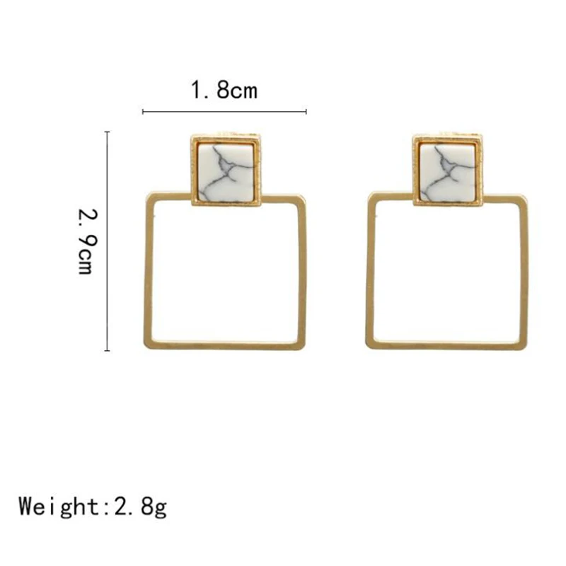 Корейские модные квадратные висячие серьги золотого цвета для женщин ювелирные