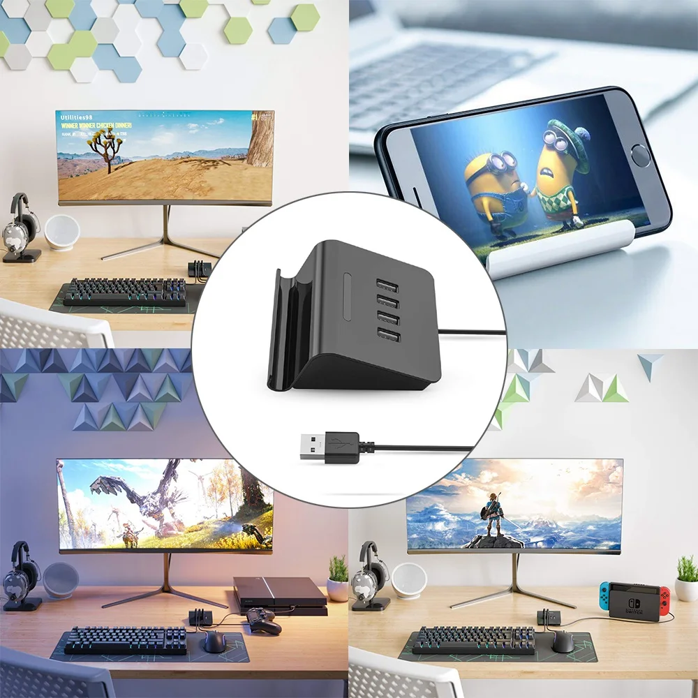 KOBWA 4-портовый USB 3 0 концентратор данных адаптер FPS игровой контроллер клавиатура и