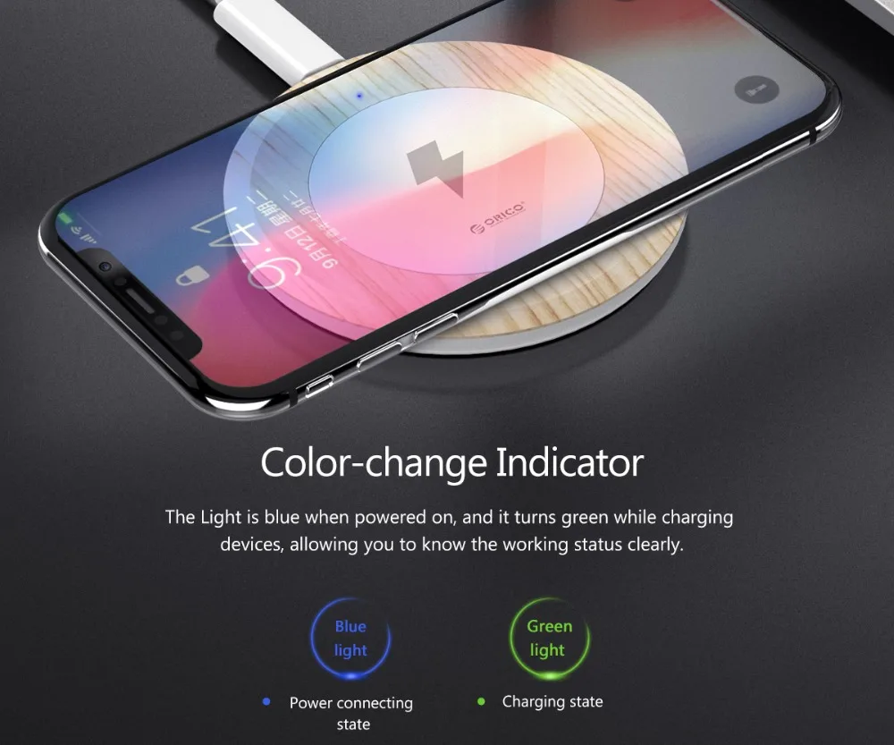 ORICO Беспроводной Зарядное устройство для iphone X/8/8 Plus Беспроводной зарядки 7,5 Вт Зарядное устройство адаптер для samsung/S6/S7/S8/S8