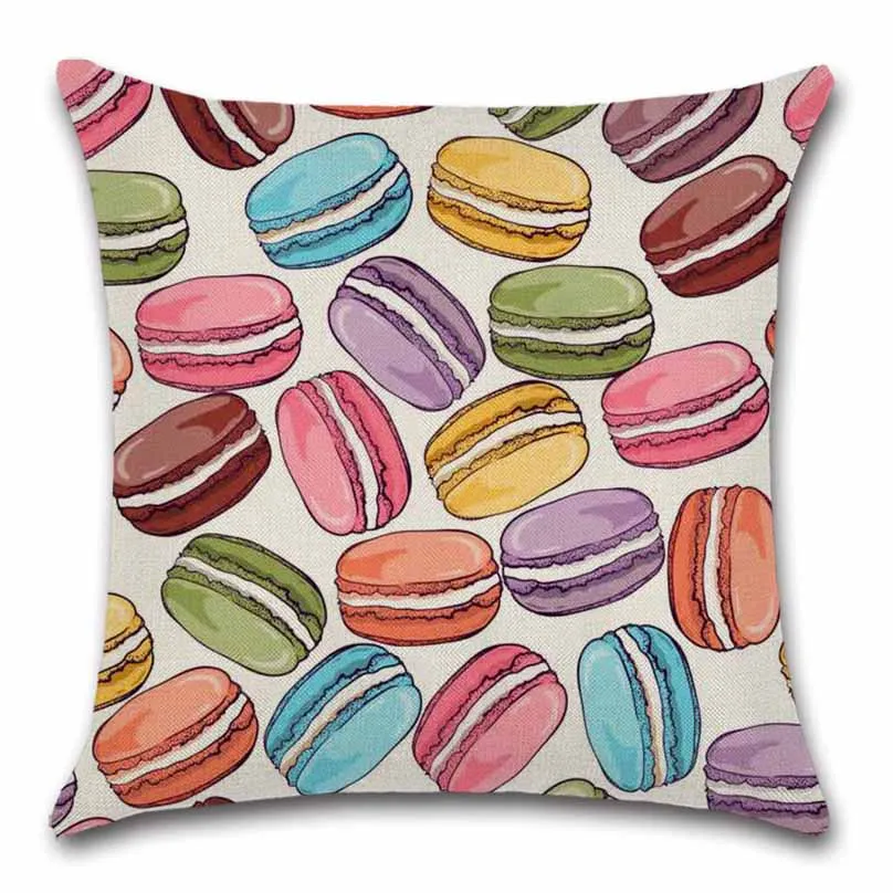 Вкусный десерт Макарон с красочным принтом наволочка для подушки декоративный