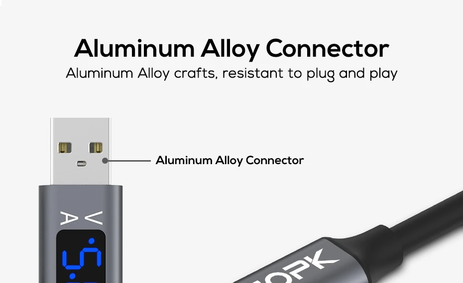 TOPK кабель для быстрой зарядки USB 3,0 usb type C, кабель для синхронизации данных и отображения напряжения и тока для USB-C Xiaomi A1 samsung S9