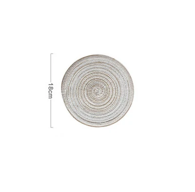 18cm Beige Антиобжимные круглые изоляционные подставки из рами, твердые Нескользящие салфетки, льняные кухонные аксессуары, декоративные домашние коврики, поднос для посуды - Color: 18cm Beige