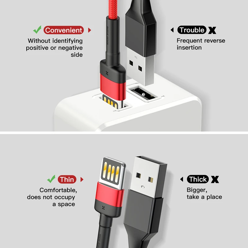 Baseus 2.4A USB кабель обновленный Реверсивный кабель для быстрой зарядки для iPhone X Xs 8 7 iPad мини мобильный кабель для зарядки телефона шнур для передачи данных