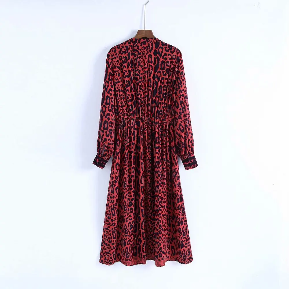 2018 za зимнее женское платье с леопардовым принтом животным es vestidos Струящееся