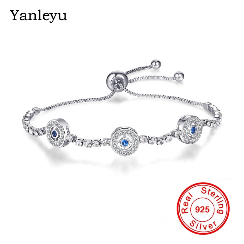 

Yanleyu New Trendy Adjustable Chain Bracelets for Women Original 925 Sterling Silver Micro Pave AAA Zircon Wedding Jewelry PB004