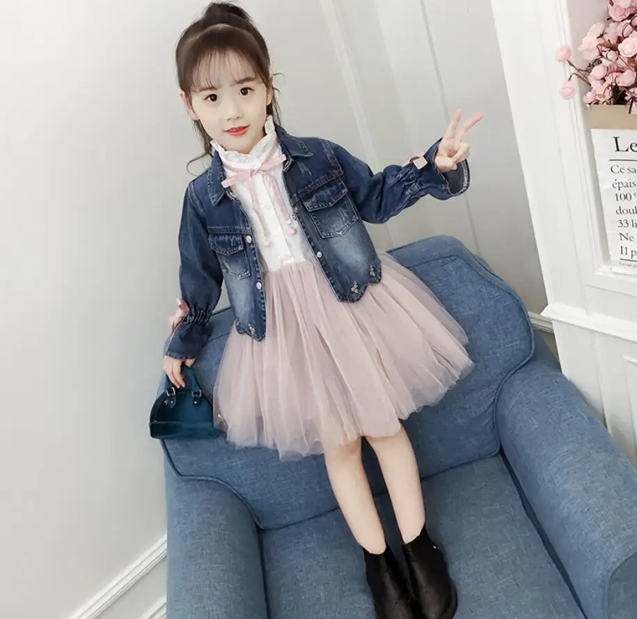 Осенняя одежда для девочек фатиновое платье пачка с длинными рукавами +