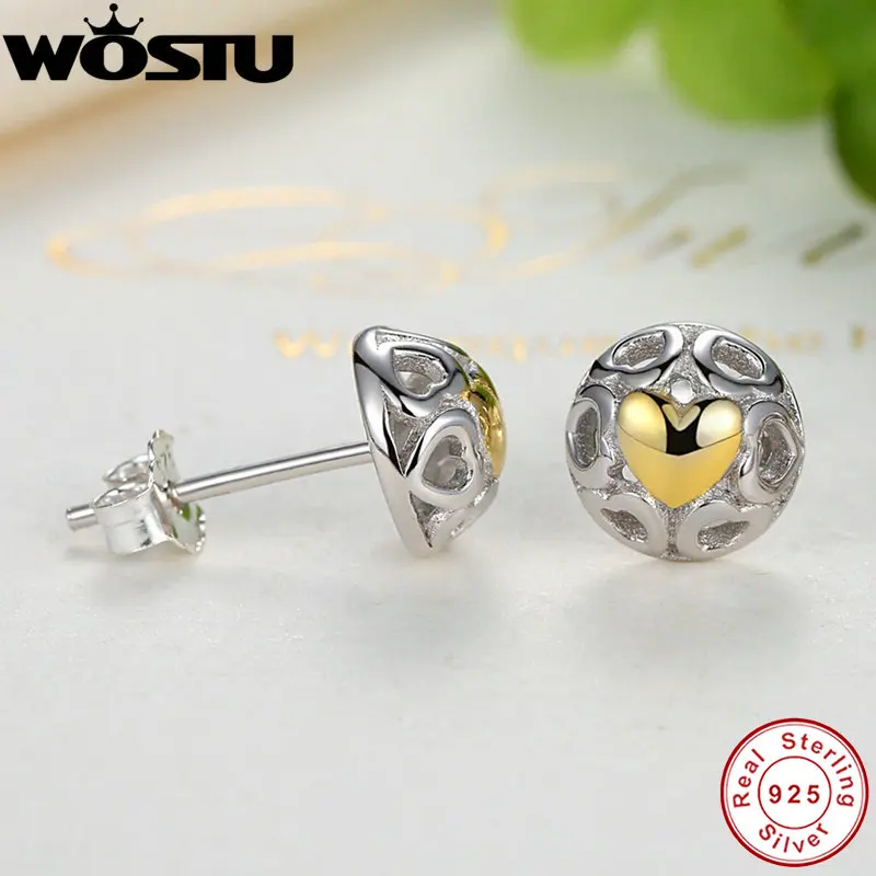 WOSTU романтические настоящие 925 пробы серебряные серьги-гвоздики My One True Love для женщин, женские подлинные оригинальные ювелирные изделия, подарок XCHS443