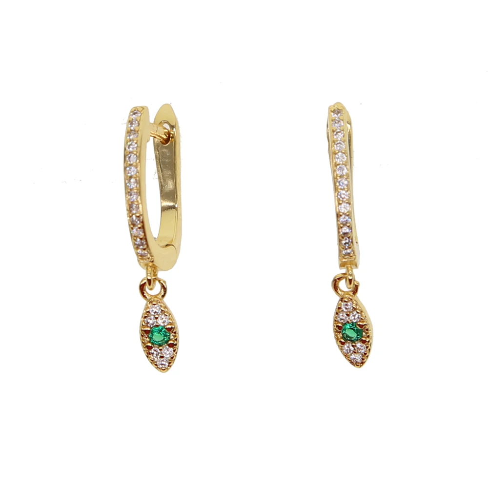 

tiny small evil eye with green white cubic zirconia lovely eye charm sparking bling High quality fashion women jewelry earring