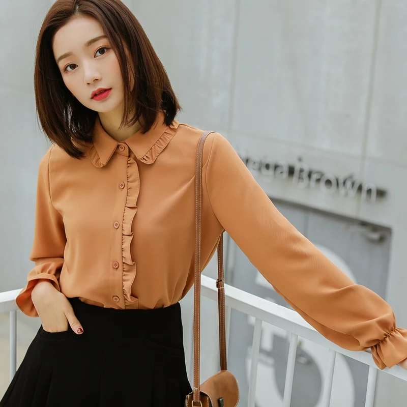 Женские рубашки Япония Kawaii дамы Ulzzang Летние Новые однотонные свежие кружевные
