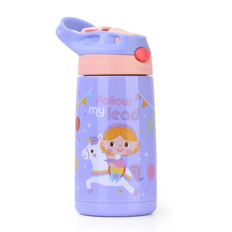 Симпатичные Дети 400 мл термоизоляционные бутылки для воды со скрытой питьевой