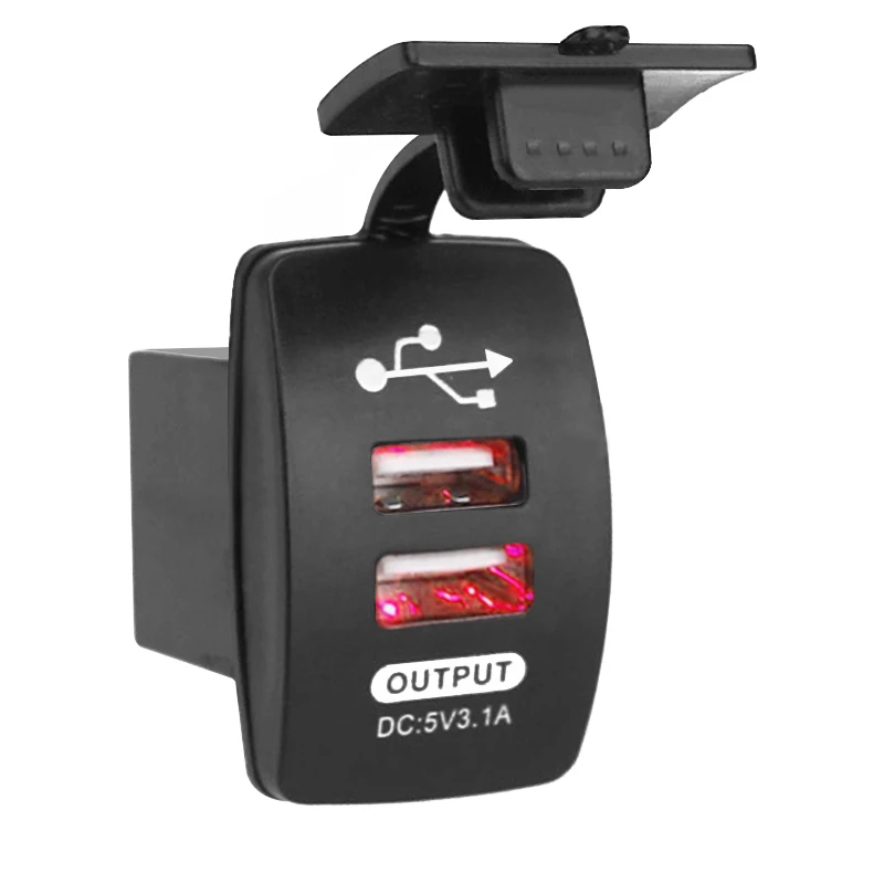 red light 12-24V Dual USB Автомобильное зарядное устройство 5V 3.1A универсальное автомобильное зарядное устройство для автомобиля мотоцикла Электрический автомобиль ATV Лодка - Название цвета: red light