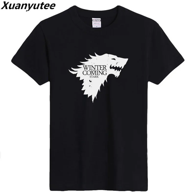 XuanYutee Winter Is Coming Stark T shirt Men Tee Shirt Homme 3XL EU O-neck Short Sleeve GOT Fans Summer Cotton Print | Мужская одежда