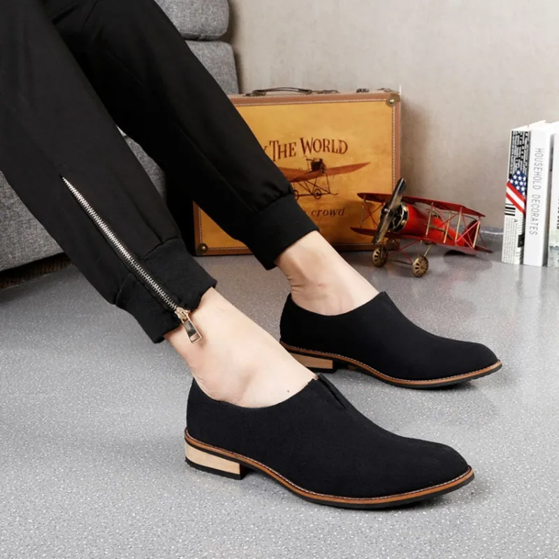 Мужские классические парусиновые туфли серые черные или синие оксфорды с острым