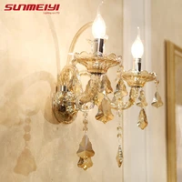 american beside lamps crystal double head candle wall lamp restaurant aisle bedroom lamps indoor modern lights