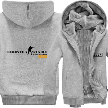 CSGO зима молния утолщаются толстовки Толстовка Мужская Флисовая полная куртка хлопок уютный пуловер с капюшоном верхняя одежда пальто