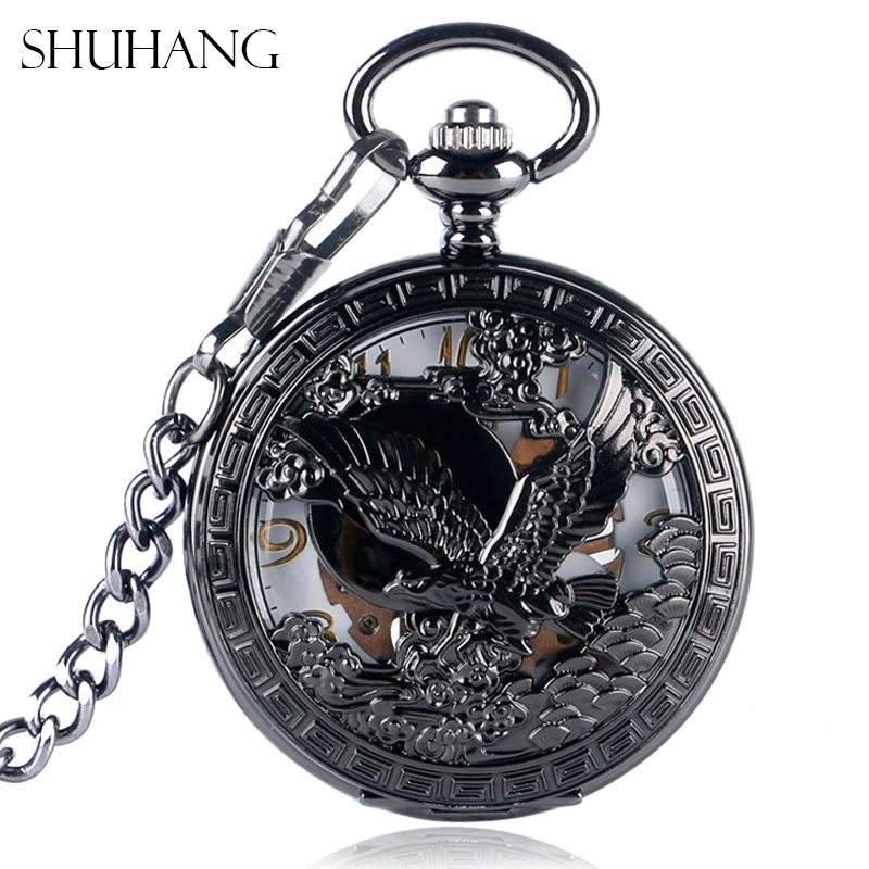

Часы-скелетоны карманные механические SHUHANG, с цепочкой