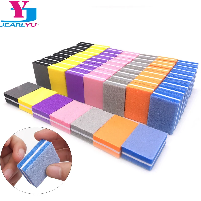 

50Pcs Lime A Ongle Professionel Nail File Mini Sponge Sanding Polish Buffing Blocks 100/180 Grinding Buffers Manicure Tools Kit
