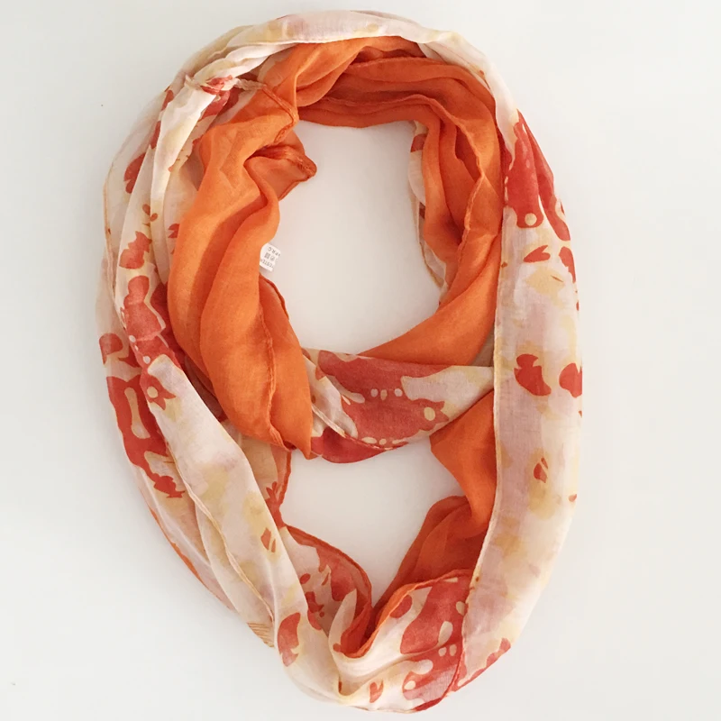 Женский легкий шарф-кольцо с леопардовым принтом из полиэстера |