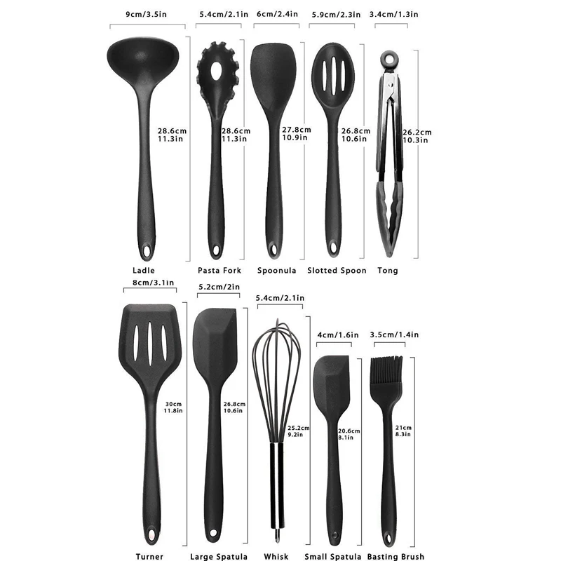 10 шт./компл. Силиконовая Термостойкая кухонная утварь для готовки антипригарный инструмент для выпечки щипцы ковш гаджет