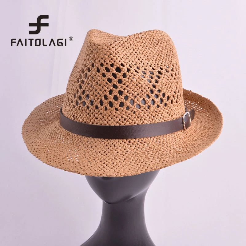 Женская Соломенная шляпка с полым узором складывающаяся пляжная кепка кожаным