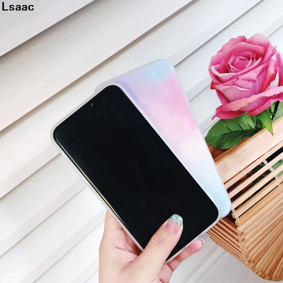 Candy Color Smooth Phone Case For iphone X 6 6S 7 8 Plus Fashion Back Cover Lovely Cartoon Sky Cases Coque |