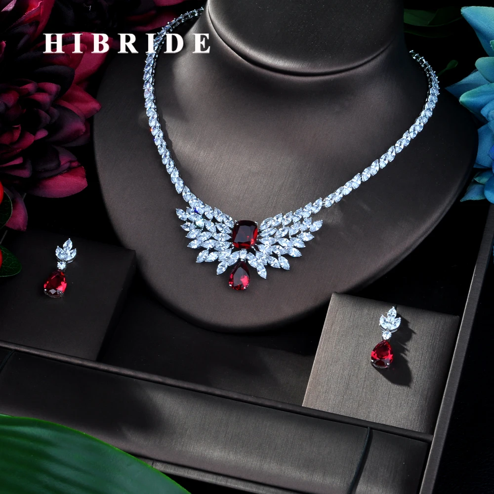 

HIBRIDE Fashion Charm Bridal Jewelry Sets AAA Cubic Zirconia Paved Crystal Party Wedding Jewelry Necklace Set Bijoux FemmelN-154