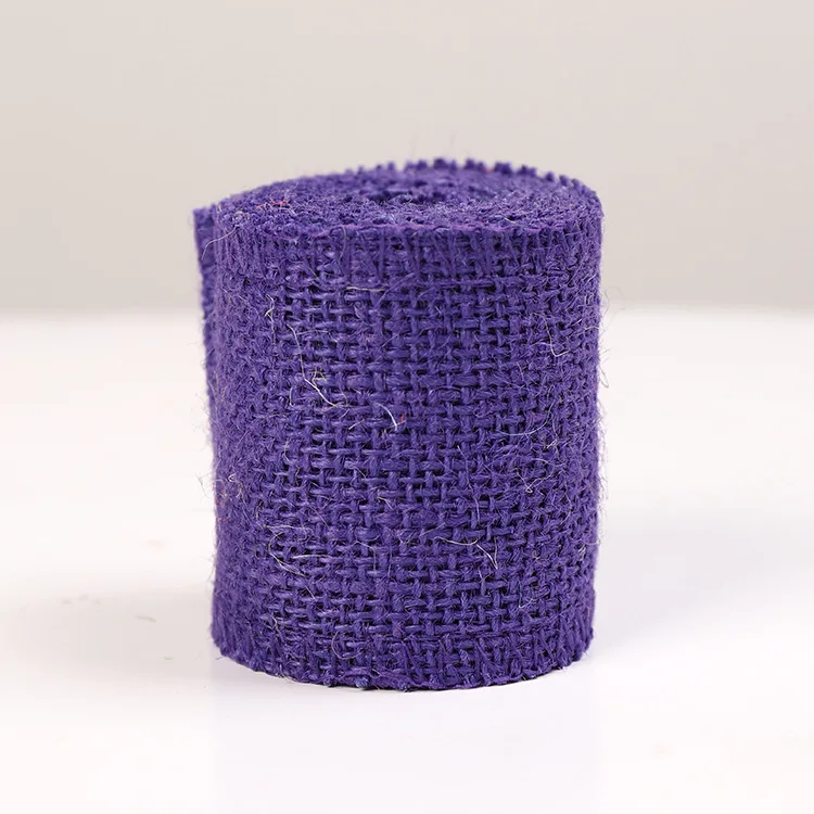 2 метра/рулон 6 см джутовые Мешковины Ленты Diy ремесла ткань Рождество Хэллоуин Свадьба День рождения Подарочная коробка для украшения упаковка - Цвет: Темно-фиолетовый