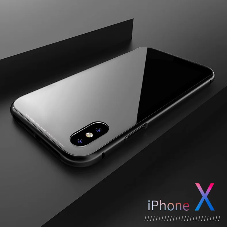 Металлический Чехол-бампер для iPhone X, чехол из прозрачного закаленного стекла, магнитная откидная крышка для iPhone XR 7 8, металлический чехол, роскошный противоударный