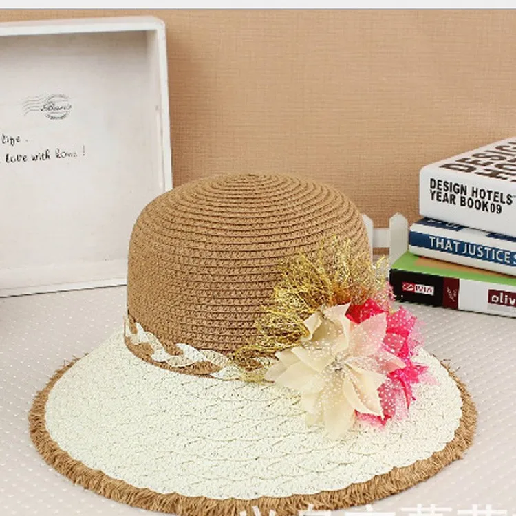 Новый Женский Вс Шляпа Конфеты Цвет Соломенная Мода Широкий Большой Брим Летний