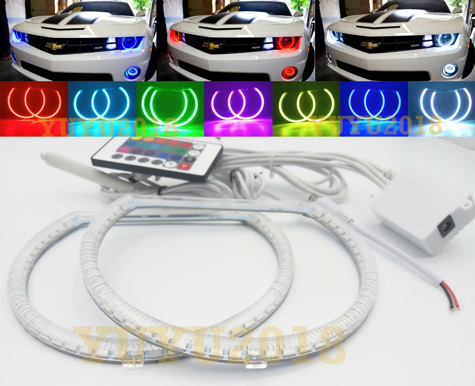 Кольца с гало RGB подходят для Chevrolet Camaro 2010 2015 автомобильные фары светодиодные