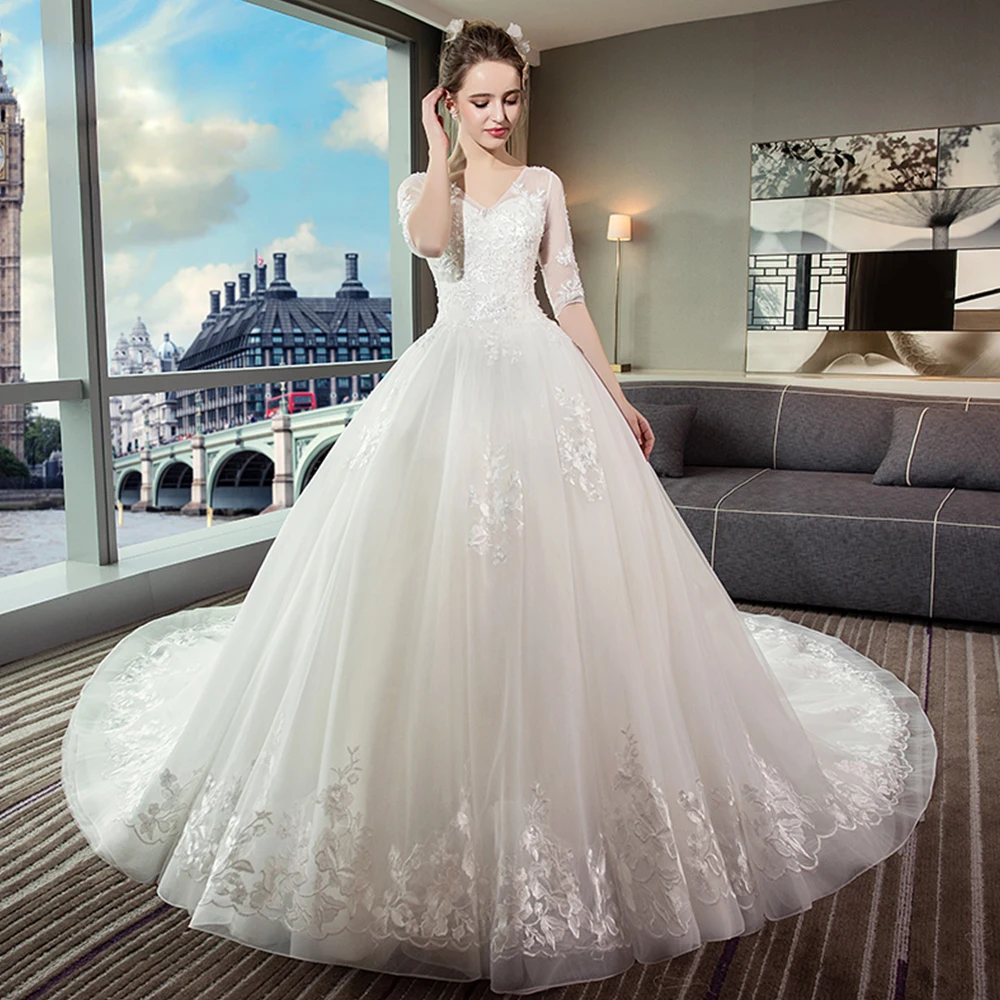 Сексуальное бальное платье Brautkleid с V образным вырезом свадебные платья роскошное