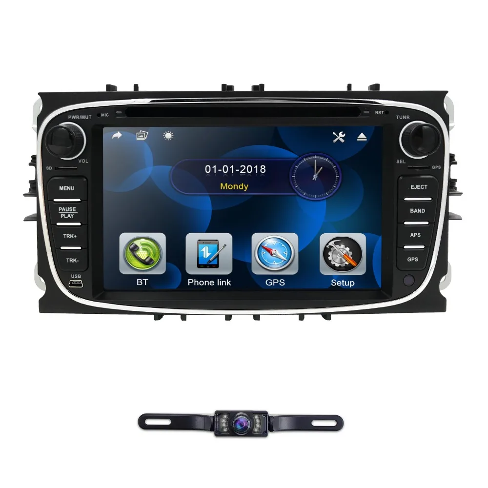 Hizpo 2Din 7 дюймов Автомобильный DVD для FORD FOCUS 2 MONDEO S MAX 2008 2012 с радио gps RDS BT 1080P форд