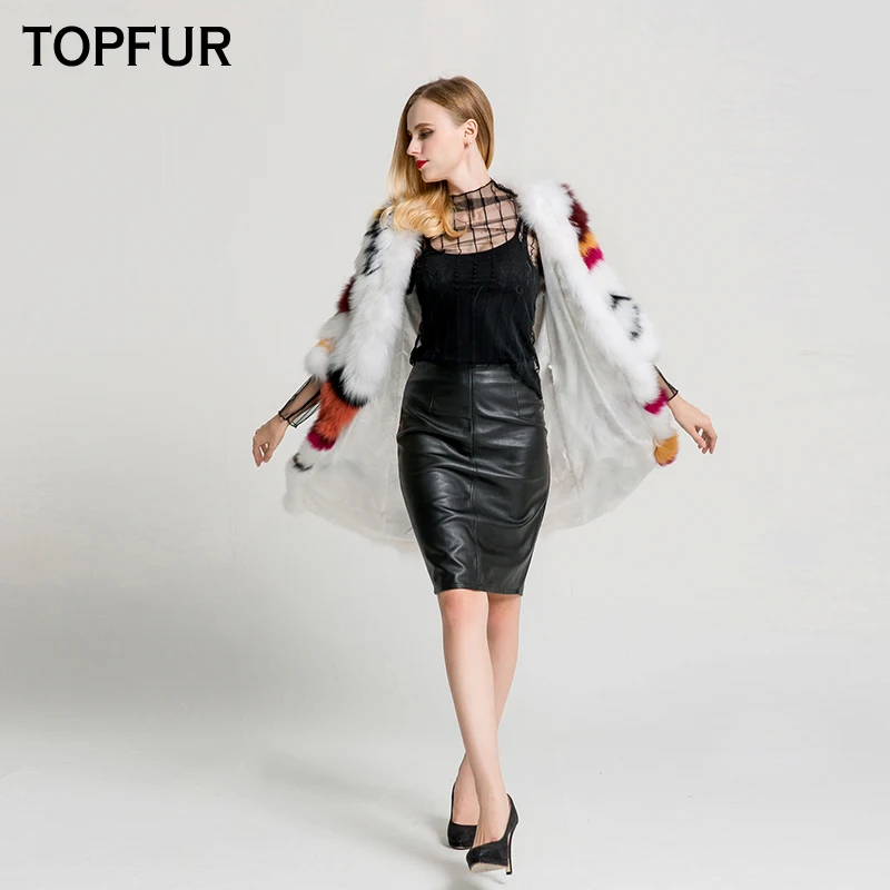 TOPFUR 2019 Новое поступление роскошное вязаное пальто из натурального меха енота