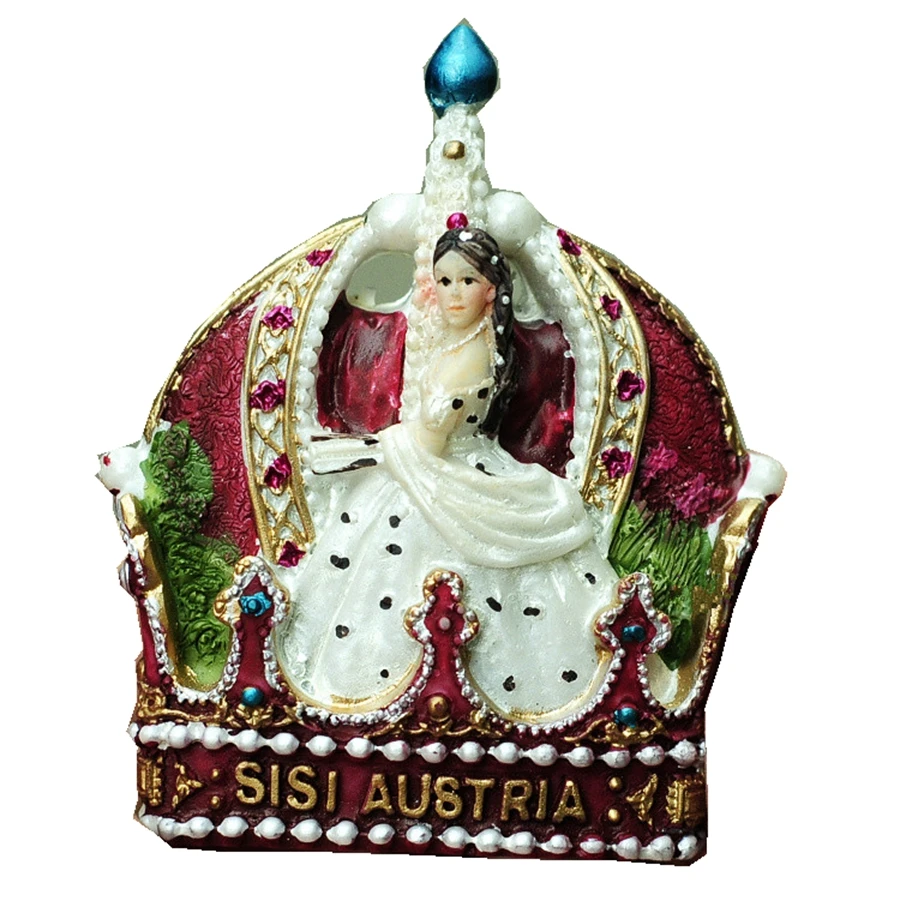 

Вена, Австрия, принцесса Сиси г., корона, 3D магнит на холодильник, туристические сувениры, магнитные наклейки на холодильник, украшение для д...