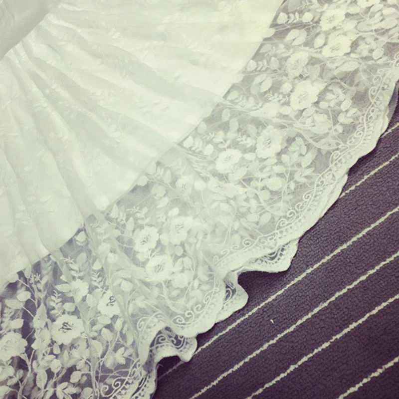 

Spring Summer Mori Girl Dress Women's Sweet Solid Black White Sleeveless Lace Layer Art Elegant Female Vestido Dresses Z366