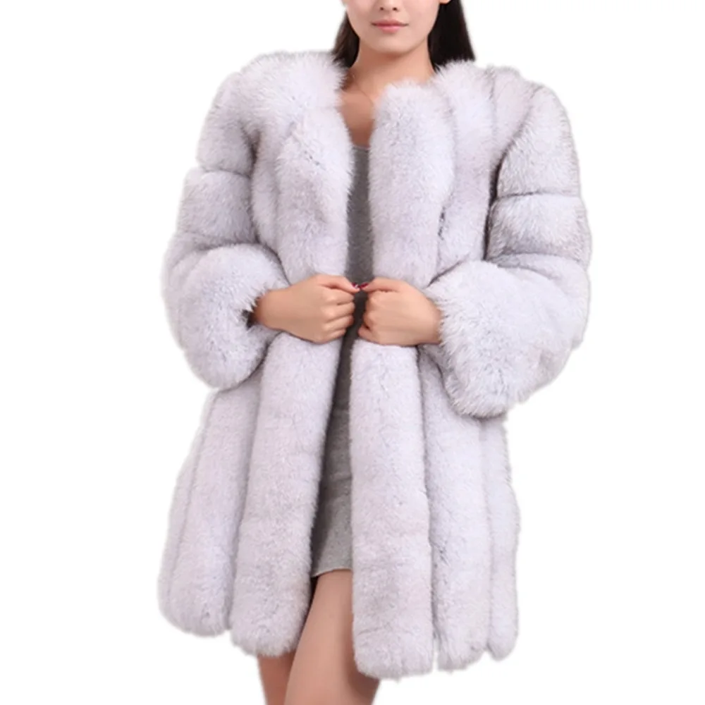 Lisa Colly S-4XL женская зимняя Роскошная куртка с длинными рукавами из искусственного лисьего меха тонкая Длинная искусственная Меховая куртка верхняя одежда женская меховая куртка