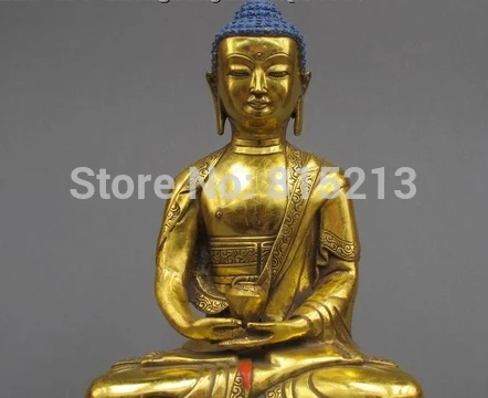 bi00947 12&quotTibet Buddhist Temple Refined Bronze Gild Amitayus Shakyamuni Buddha statue | Дом и сад