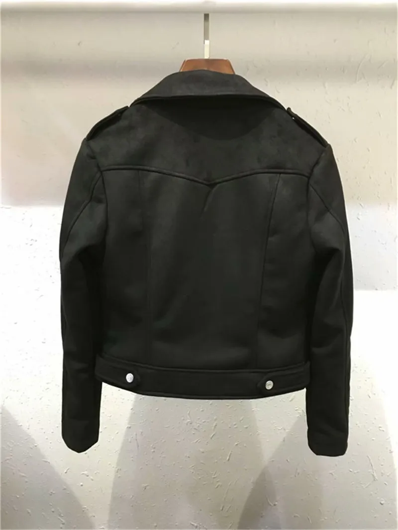 Women Autumn Winter Suede Faux Leather Jackets Lady Fashion Matte Motorcycle Coat Biker Red Black Green Zipper Outerwear
