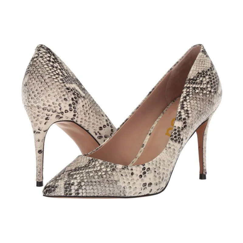 

FSJ New Design Classic Womens Leopard Leather Thin High Heels Pumps Pointed Toe Dress Casual Fertish Shoes Woman Zapatos Amarill